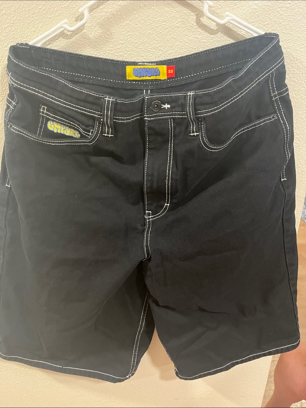 Empyre Black Jean Shorts with White Stitching